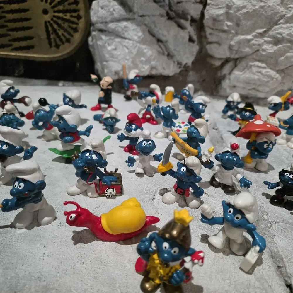 Vintage Smurf Figures Lot of 38 1970s-1980s Peyo Schleich Figurines Snail